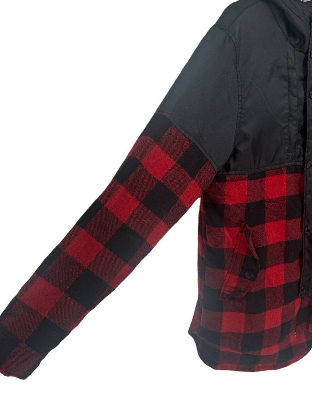 Mens Civil Society Size L Red And Black checkered warm Flannel Jacket - Picture 5 of 13